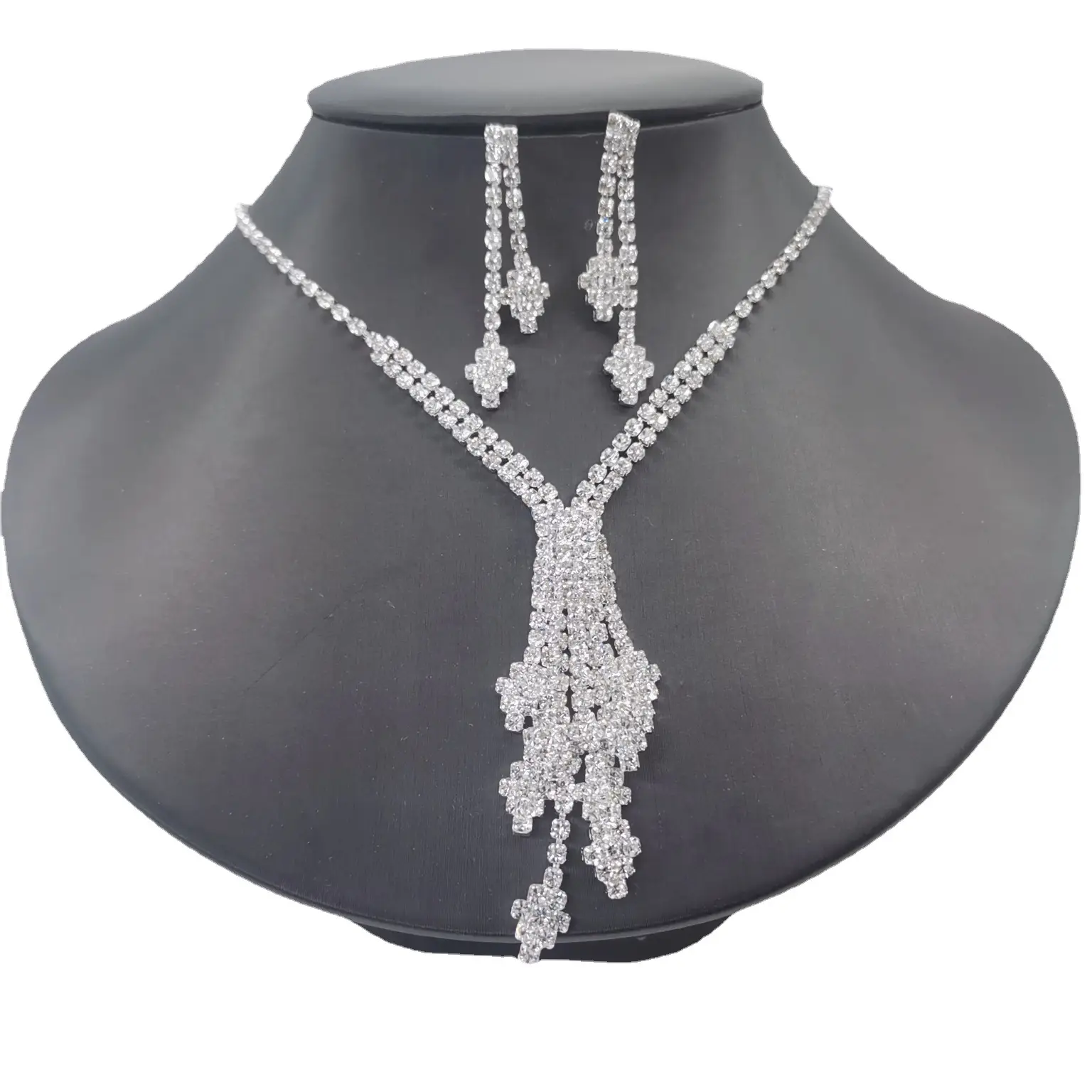 European American Korean Style Bridal Necklace Earrings Set - Image 5