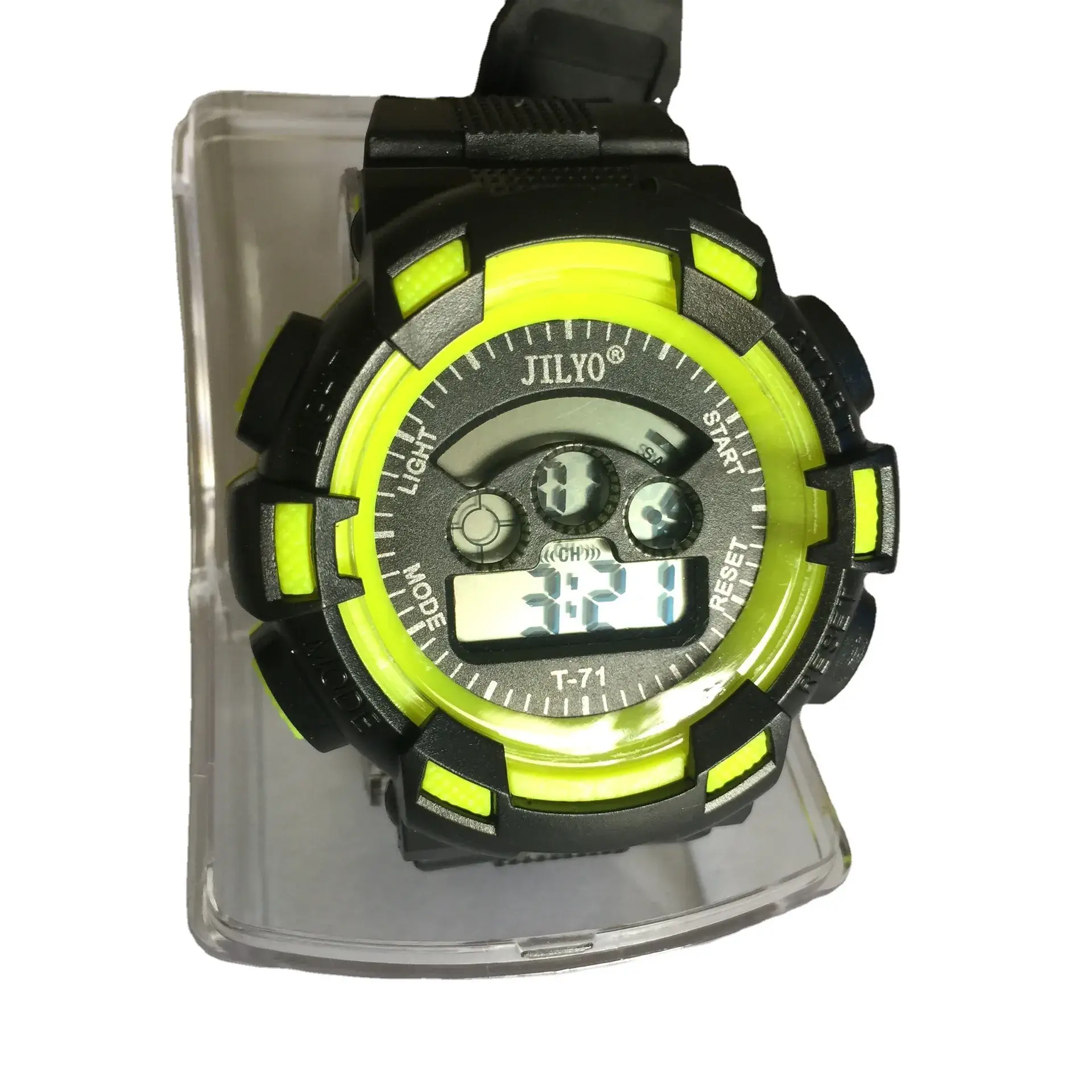 Men's Full Screen Waterproof Shockproof Multi Function Watch Black Yellow - Image 7