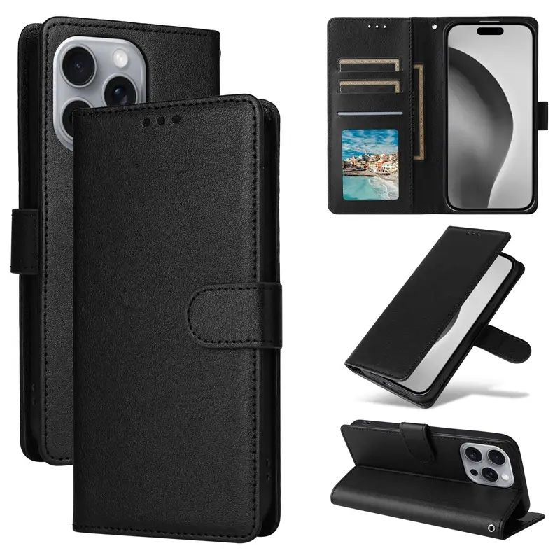 Apple iPhone 17 Air Leather Wallet Case Navy Blue - Image 9