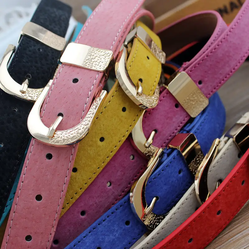 Women's Black Faux Leather Belt with Gold Buckle