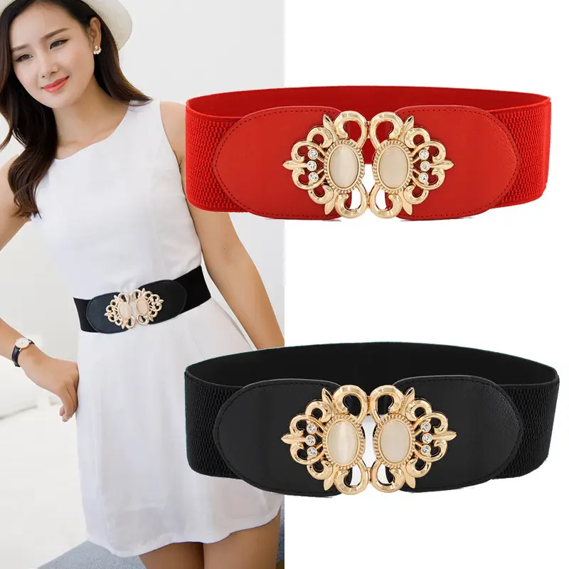 Red Double Opal Waist Seal Belt for Women