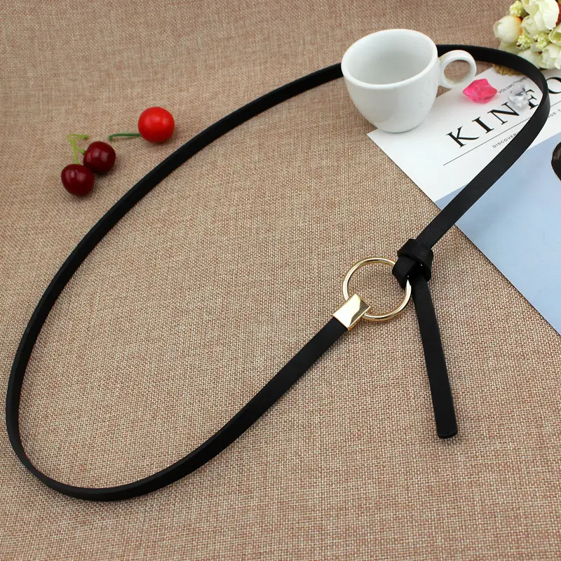 Brown Leather Belt with Ring Knot for Women - Image 6