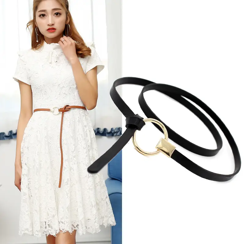 Brown Leather Belt with Ring Knot for Women - Image 8