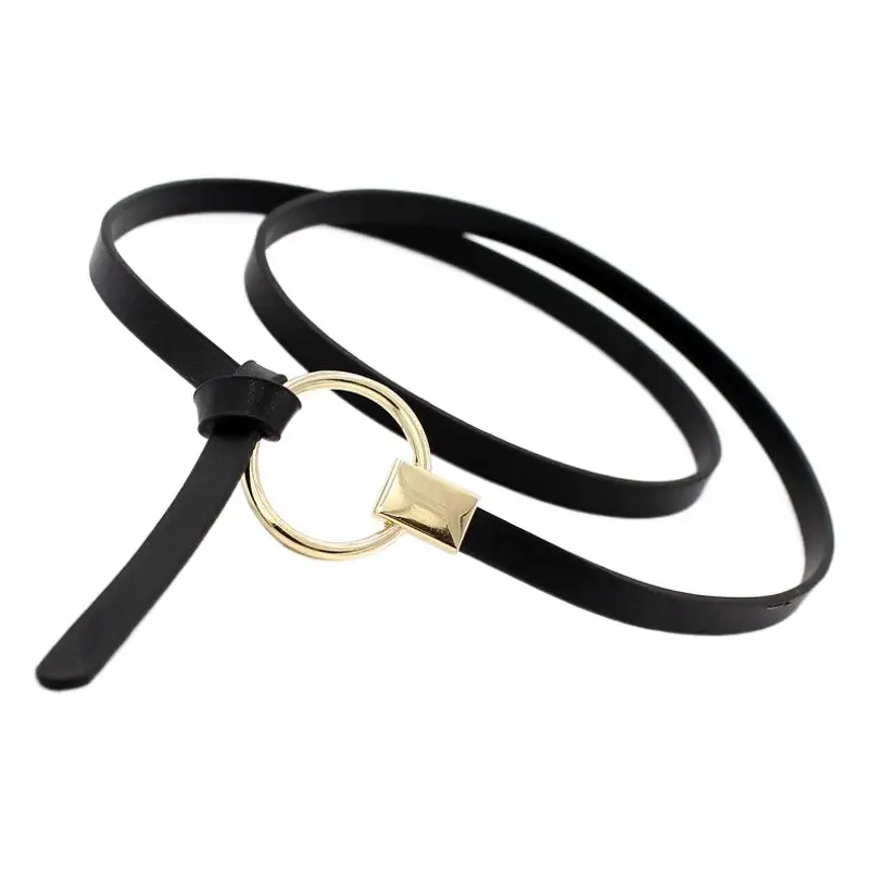 Brown Leather Belt with Ring Knot for Women