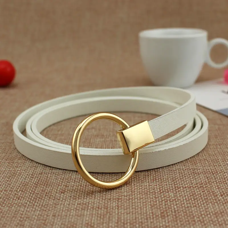 Brown Leather Belt with Ring Knot for Women - Image 3