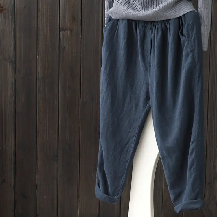 Women Cotton Linen Harem Pants Spring New Loose Slimming - Image 7