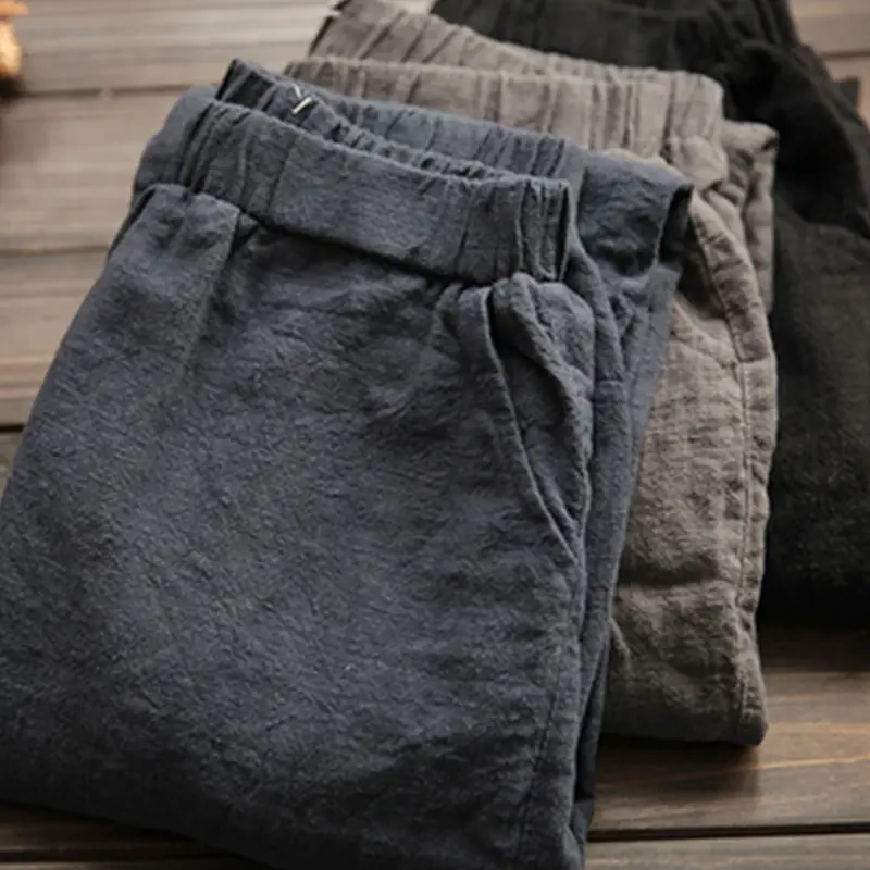 Women Cotton Linen Harem Pants Spring New Loose Slimming - Image 8