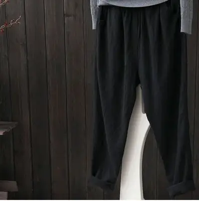 Women Cotton Linen Harem Pants Spring New Loose Slimming - Image 2