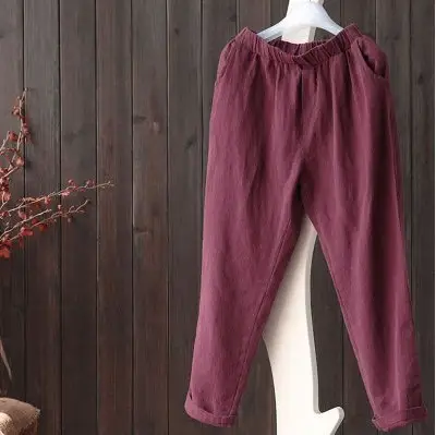 Women Cotton Linen Harem Pants Spring New Loose Slimming - Image 3