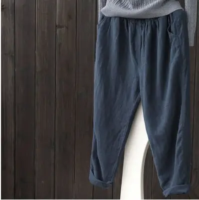 Women Cotton Linen Harem Pants Spring New Loose Slimming - Image 4