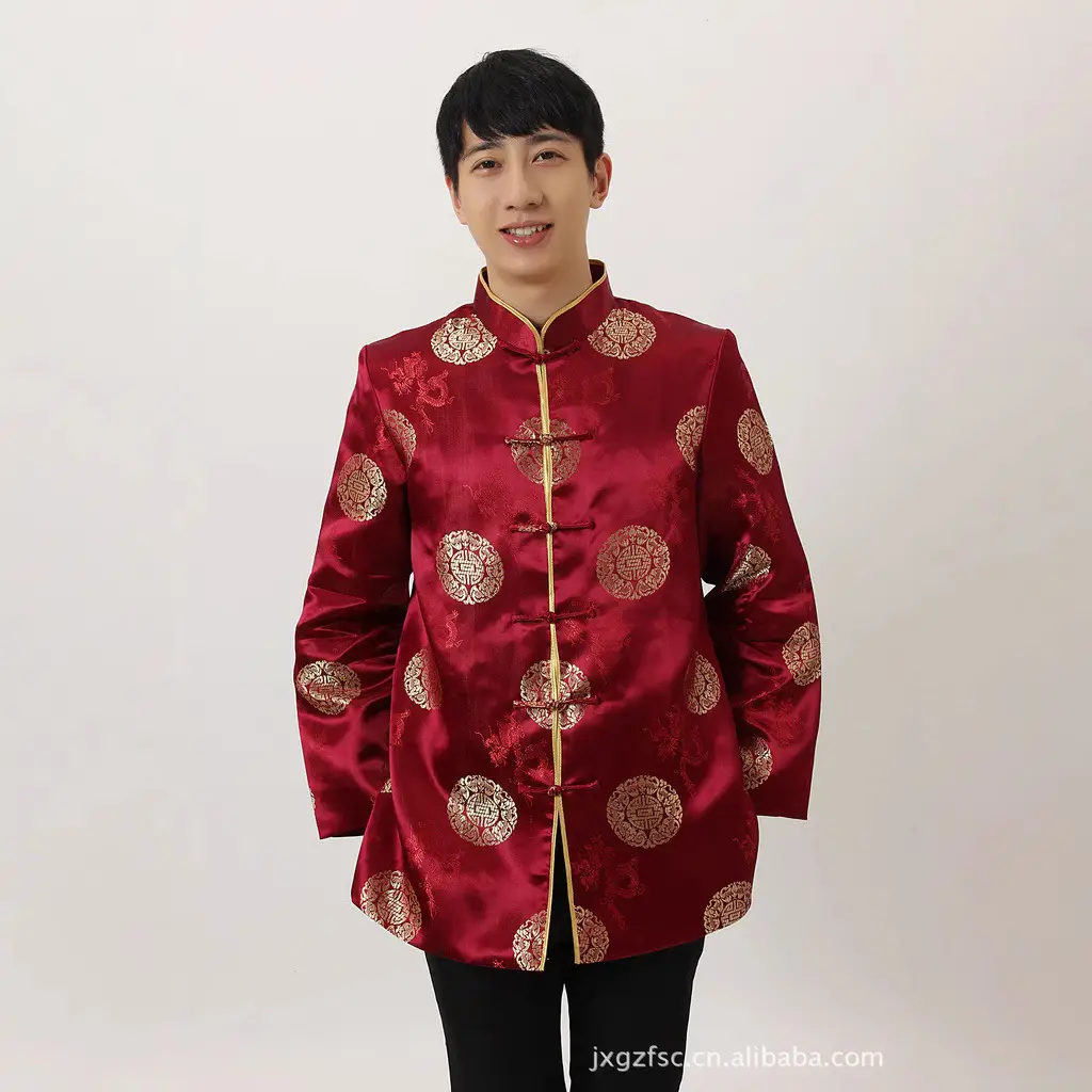 Tang Suit for Men Autumn Winter Long Sleeve Grandpa Coat Top - Image 11