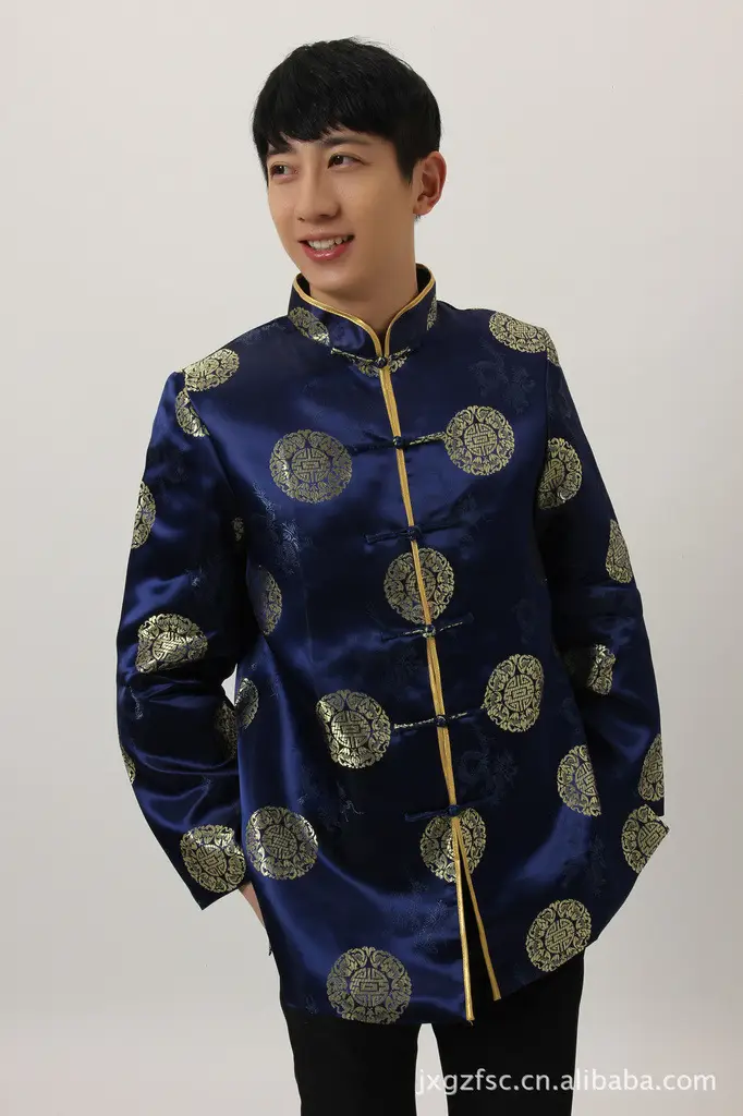 Tang Suit for Men Autumn Winter Long Sleeve Grandpa Coat Top — feature 36
