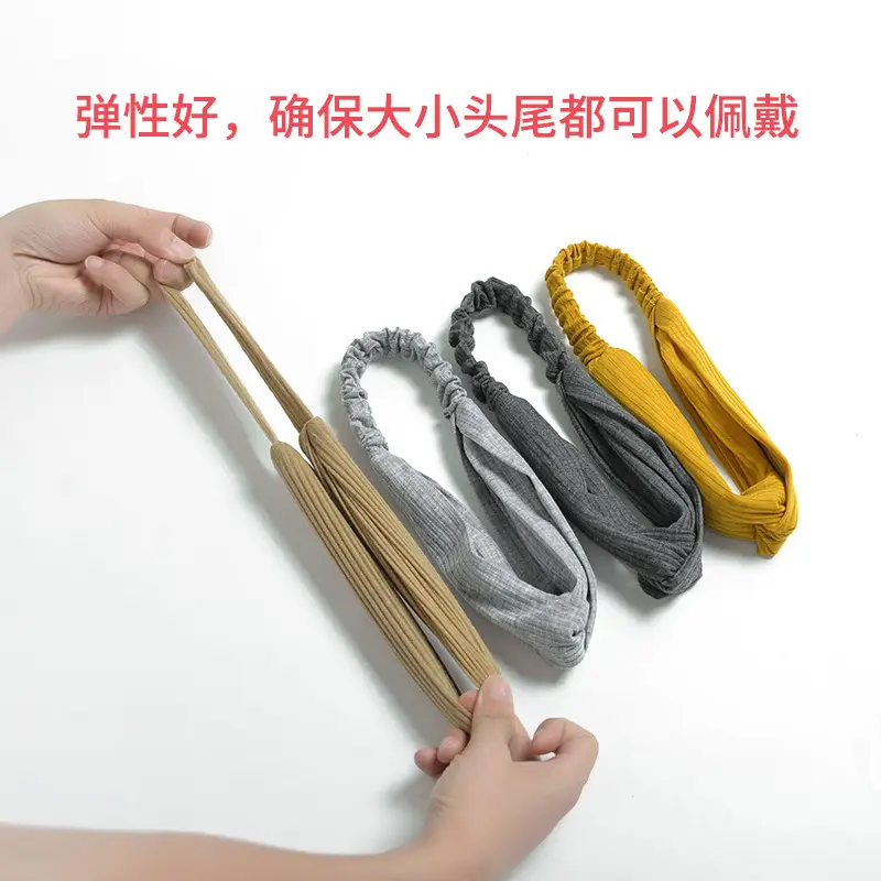 Black Knitted Cotton Elastic Hair Band for Women