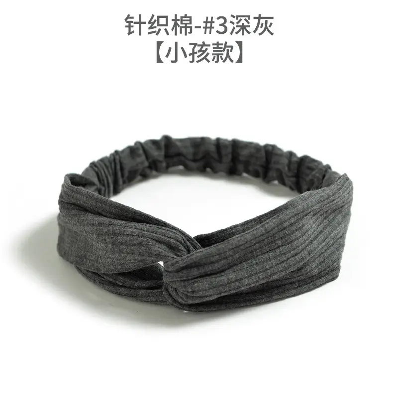 Black Knitted Cotton Elastic Hair Band for Women