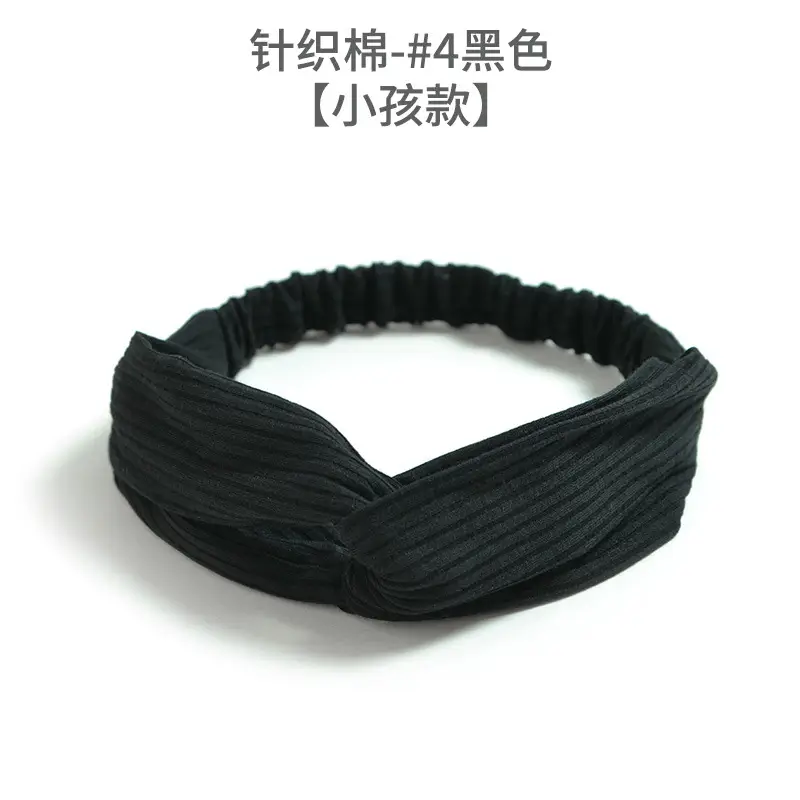 Black Knitted Cotton Elastic Hair Band for Women