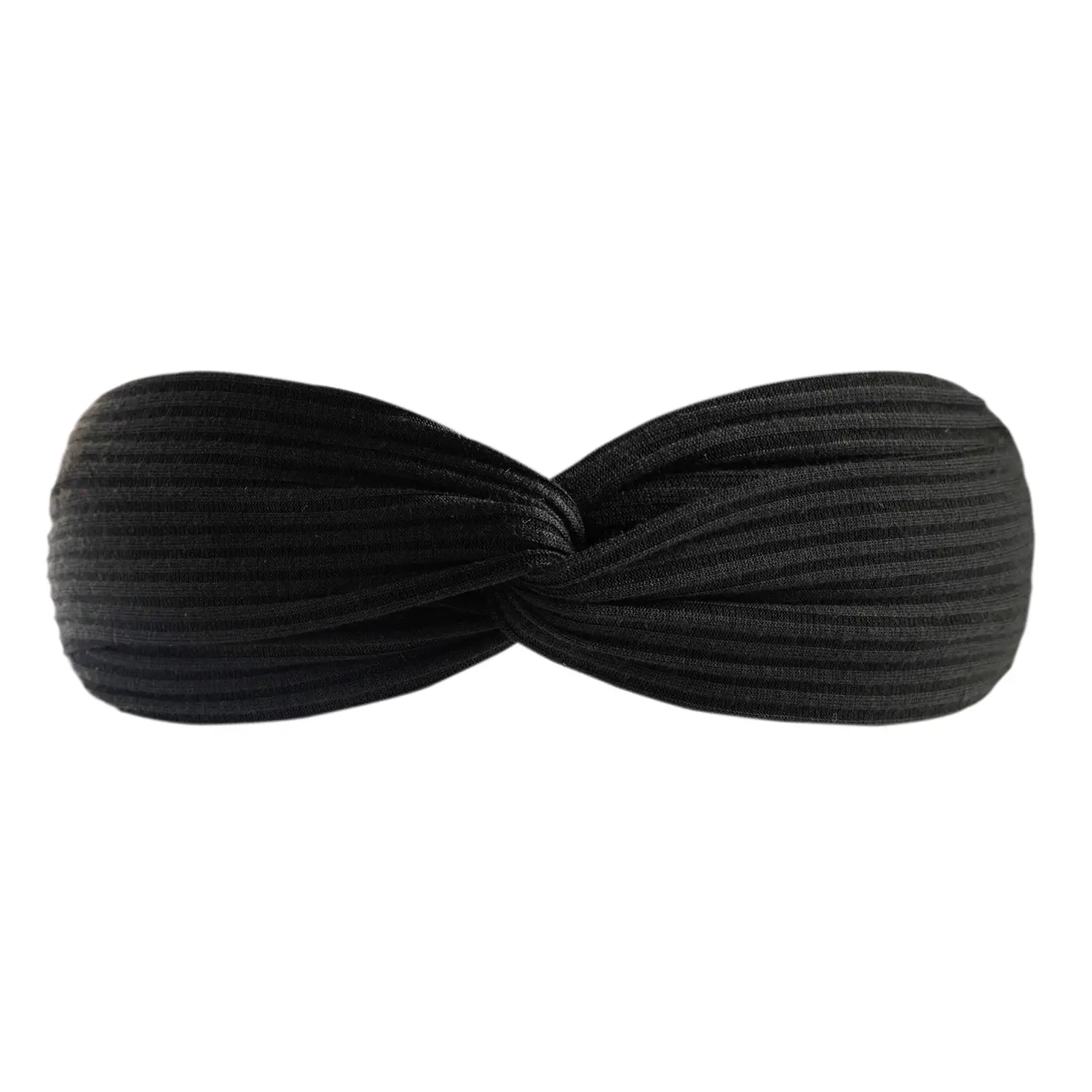 Black Knitted Cotton Elastic Hair Band for Women