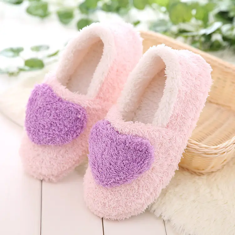 Winter comfortable love thick-soled cotton slippers soft bottom heel moon shoes non-slip warm indoor home shoes women's wholesale