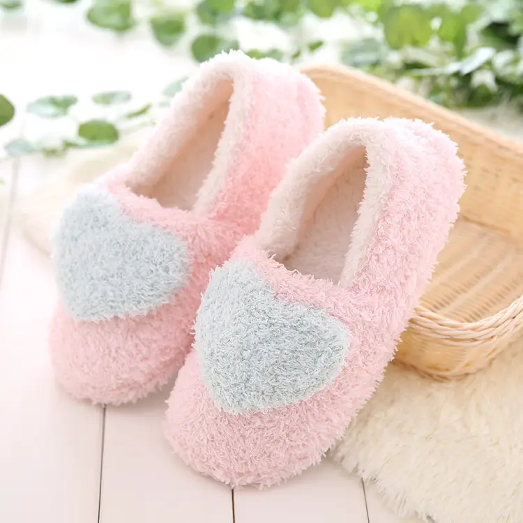 Winter comfortable love thick-soled cotton slippers soft bottom heel moon shoes non-slip warm indoor home shoes women's wholesale