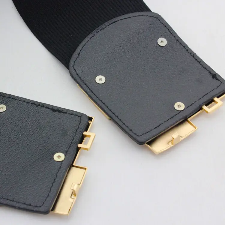 Women's Red Leather Waist Belt with Gold Metal Buckle 3 Sizes - Image 8