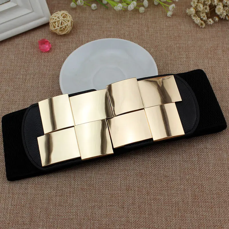 Women's Red Leather Waist Belt with Gold Metal Buckle 3 Sizes - Image 2