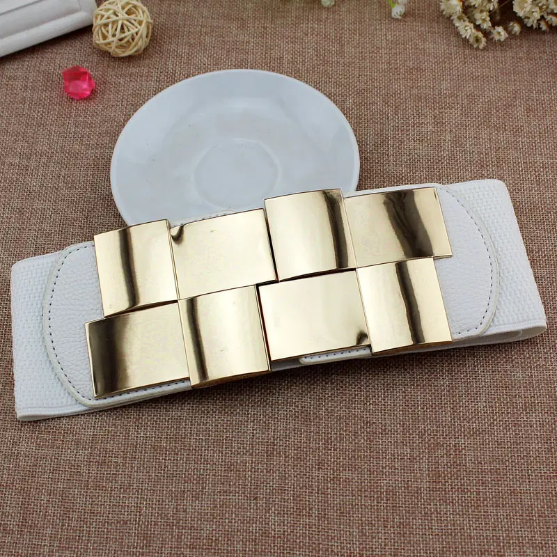 Women's Red Leather Waist Belt with Gold Metal Buckle 3 Sizes - Image 3