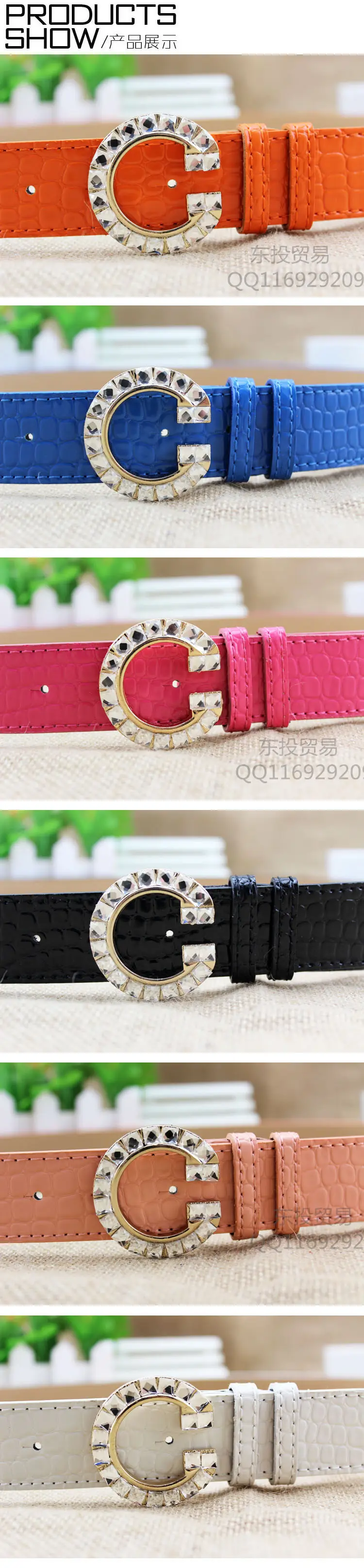 Women's Large Diamond Buckle Belt with Pink Crocodile Leather — feature 4