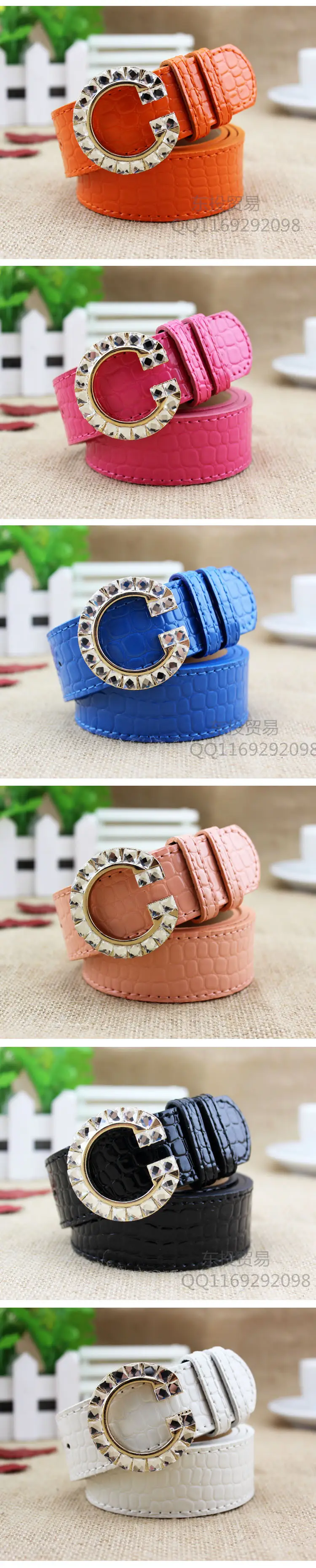 Women's Large Diamond Buckle Belt with Pink Crocodile Leather — feature 7