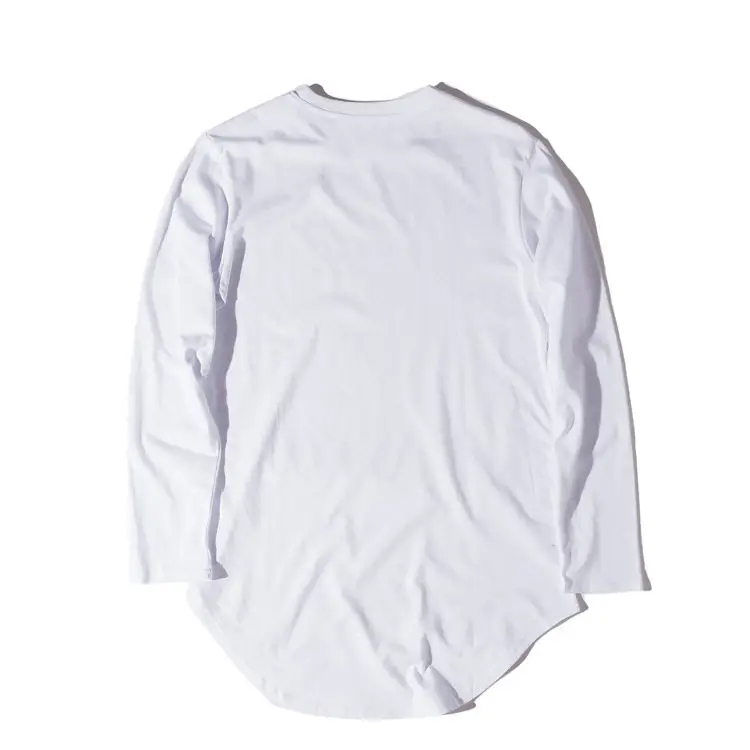 Men Grey Long Sleeve T-Shirt with Arc Hem — feature 17