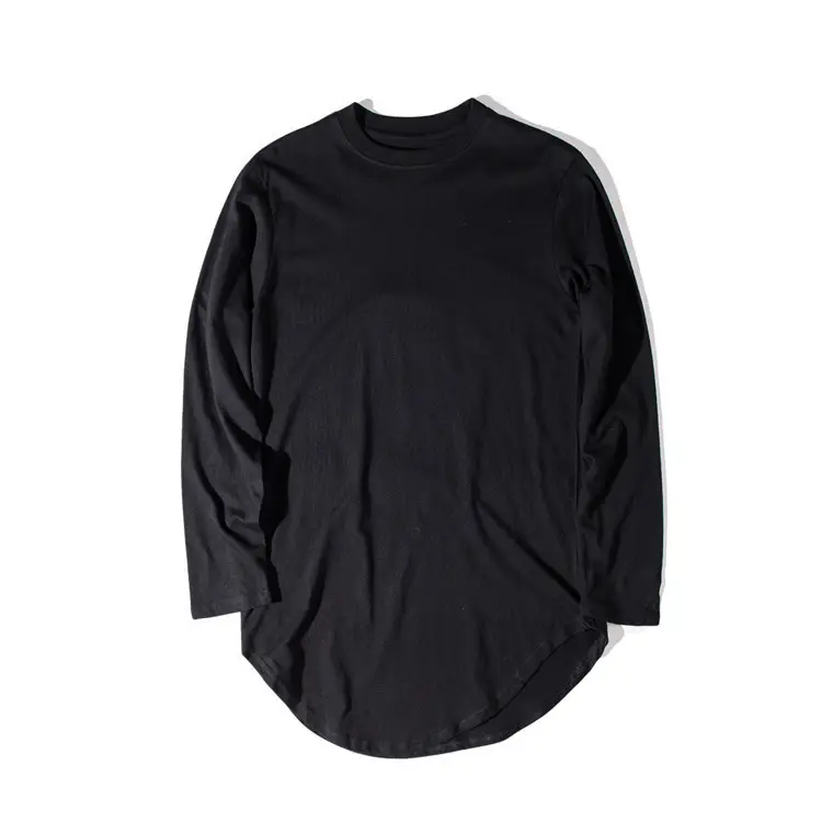 Men Grey Long Sleeve T-Shirt with Arc Hem — feature 18
