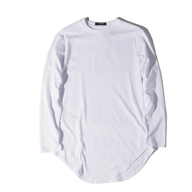 Men Grey Long Sleeve T-Shirt with Arc Hem — feature 27
