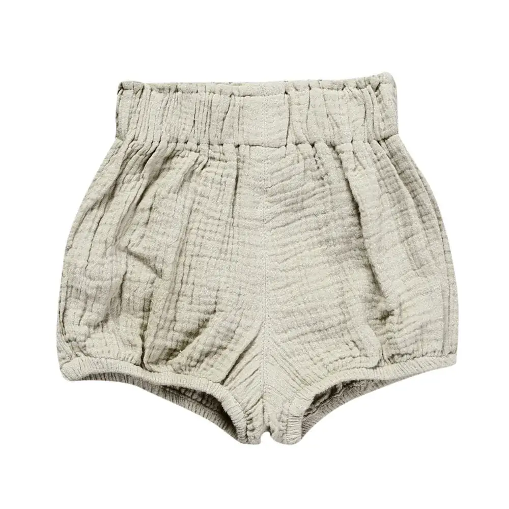Cotton Linen High Waist Shorts Yellow Large - Image 3
