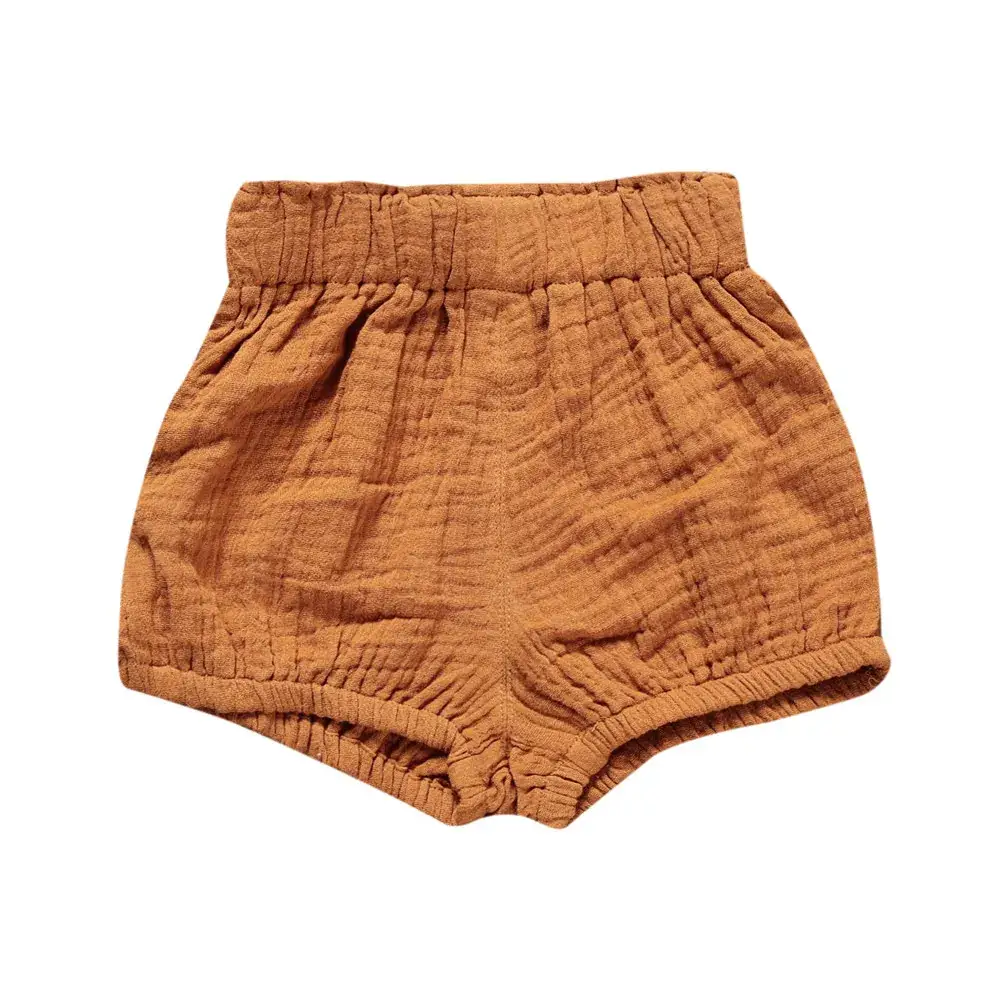Cotton Linen High Waist Shorts Yellow Large - Image 5
