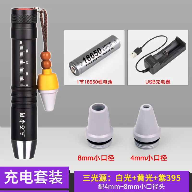 USB Rechargeable Flashlight with 4mm & 8mm Port