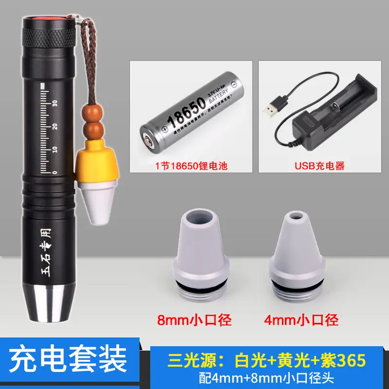 USB Rechargeable Flashlight with 4mm & 8mm Port