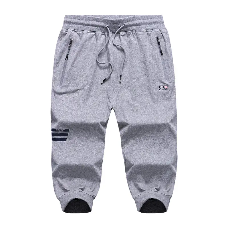 Men Navy Blue Cropped Sweatpants Large Size - Image 6