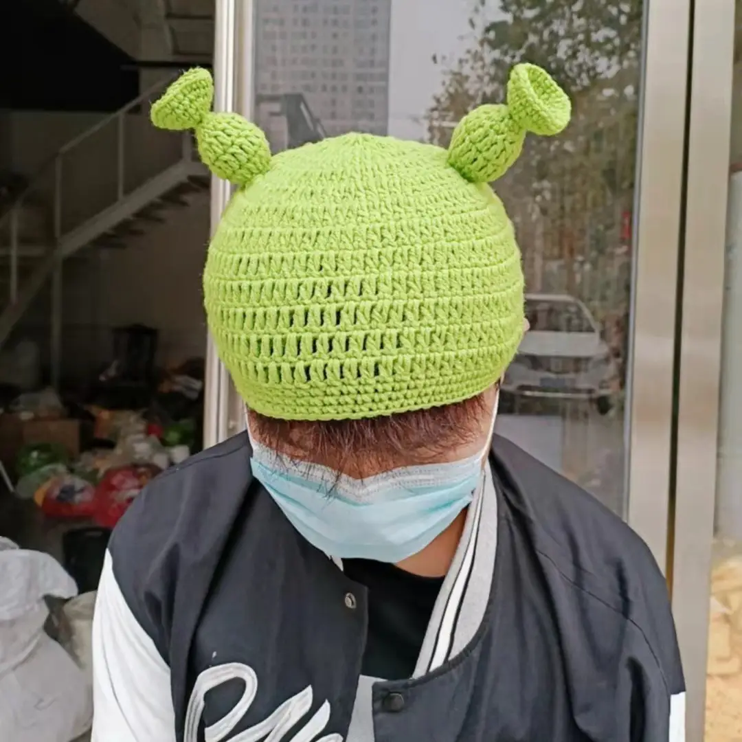 New European & American Wool Monster Shrek Hat Green - Image 4