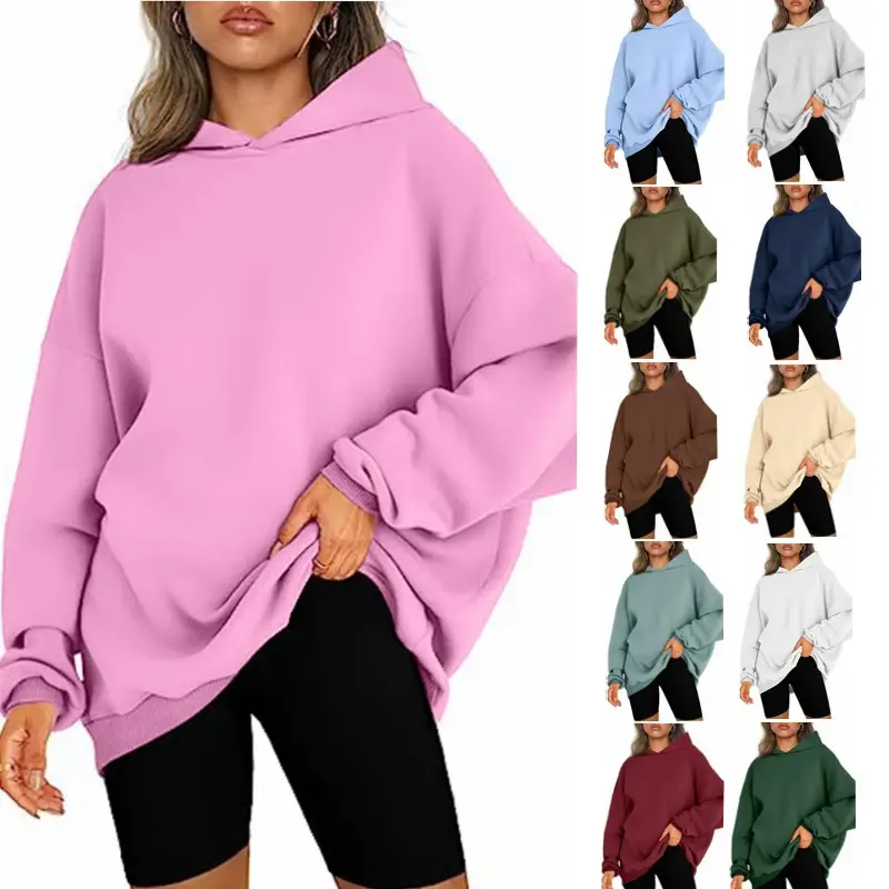 White Oversized Hooded Hoodie for Women Fleece Lined