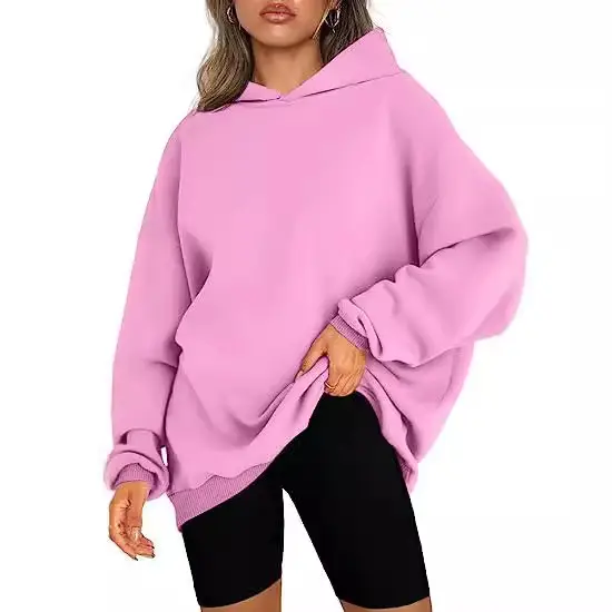 White Oversized Hooded Hoodie for Women Fleece Lined - Image 16