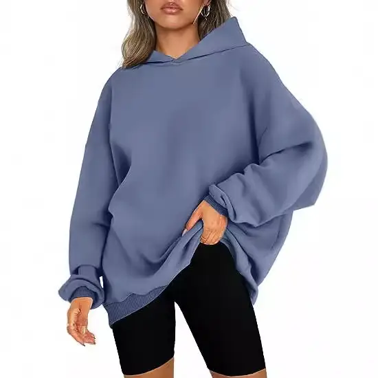White Oversized Hooded Hoodie for Women Fleece Lined - Image 19