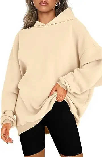 White Oversized Hooded Hoodie for Women Fleece Lined - Image 2