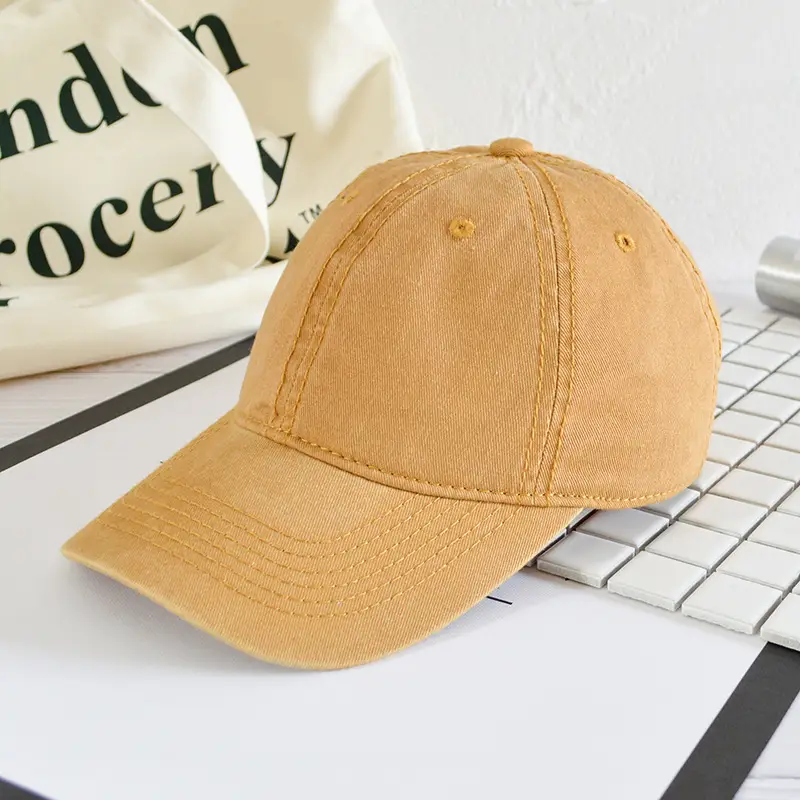 Women Denim Baseball Caps Curved Eave Pink Orange - Image 2