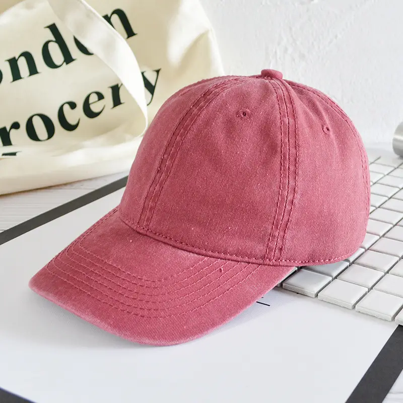 Women Denim Baseball Caps Curved Eave Pink Orange - Image 7