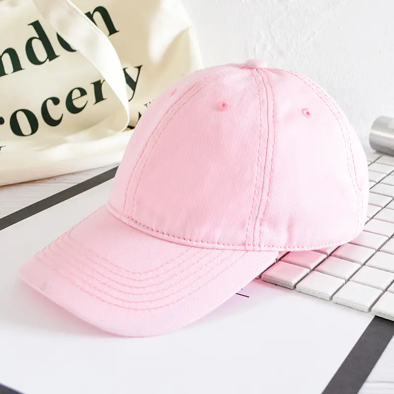 Women Denim Baseball Caps Curved Eave Pink Orange - Image 9