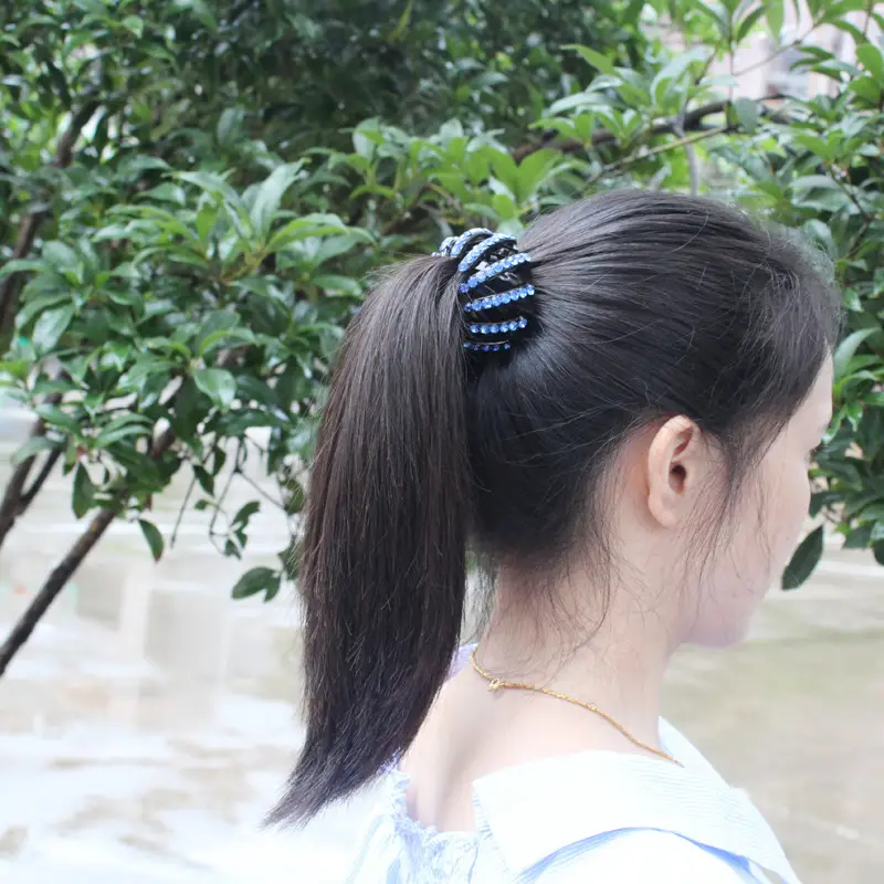 Black Diamond Hair Ball Head with White Crystal Decor - Image 15