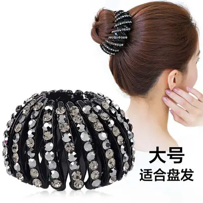 Black Diamond Hair Ball Head with White Crystal Decor - Image 9