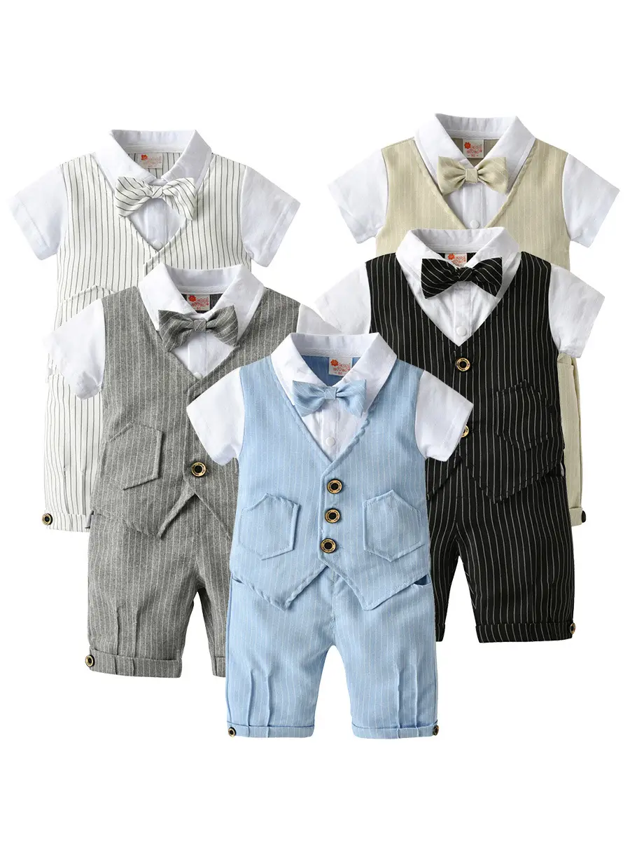 Baby Suit Blue Striped Summer Set for Boys - Image 10