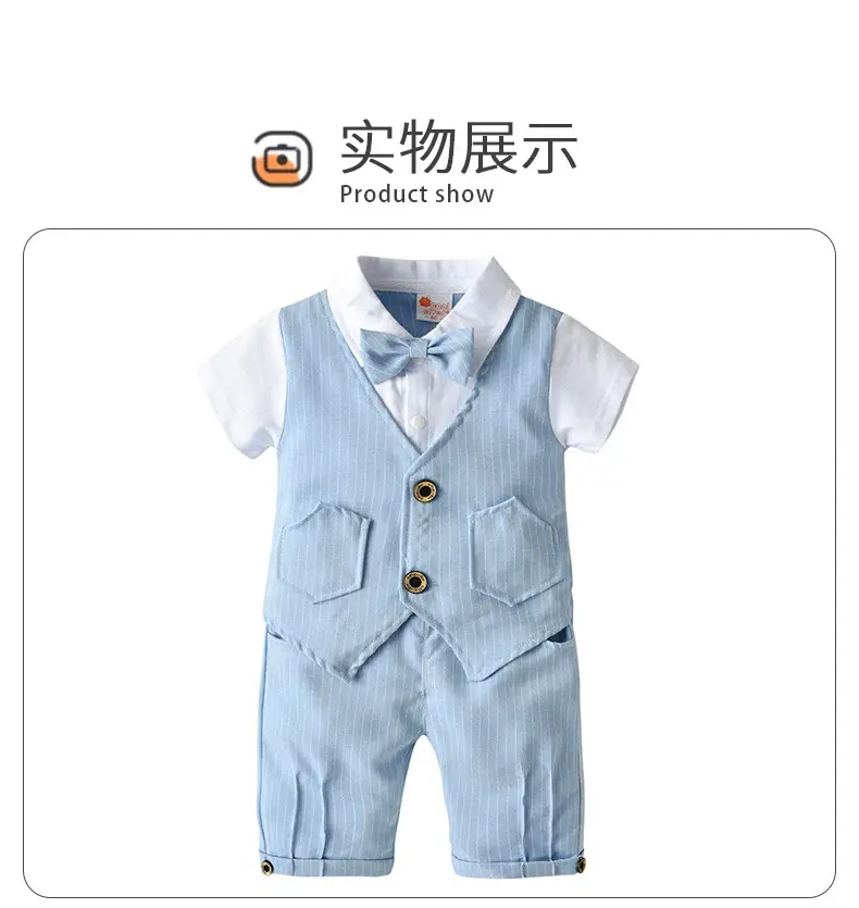 Baby Suit Blue Striped Summer Set for Boys — feature 21