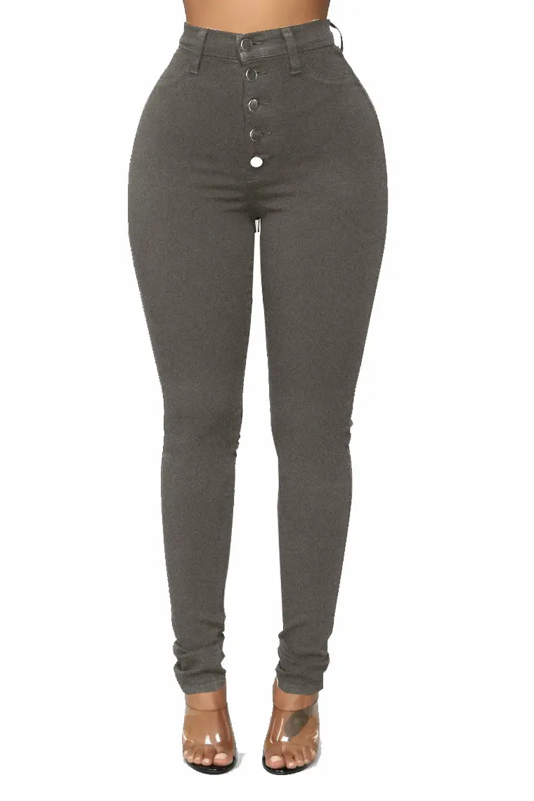 Women Tight Black High Waist Denim Trousers Set — feature 14