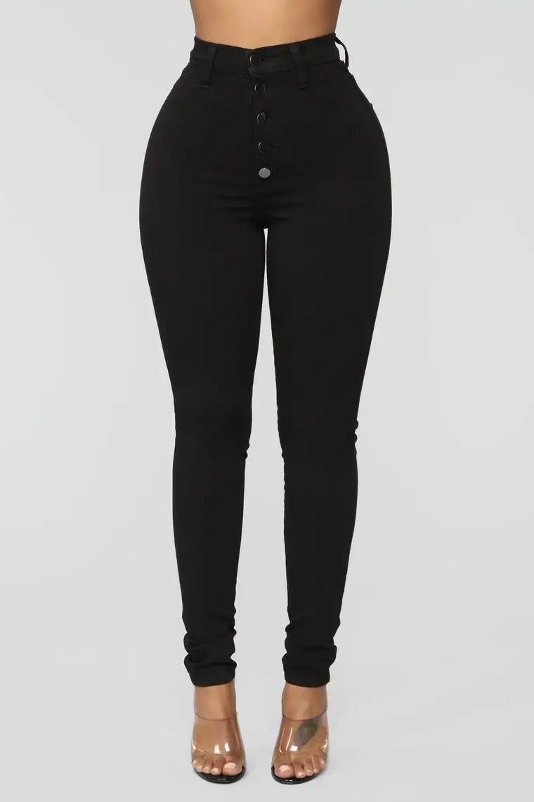 Women Tight Black High Waist Denim Trousers Set — feature 15