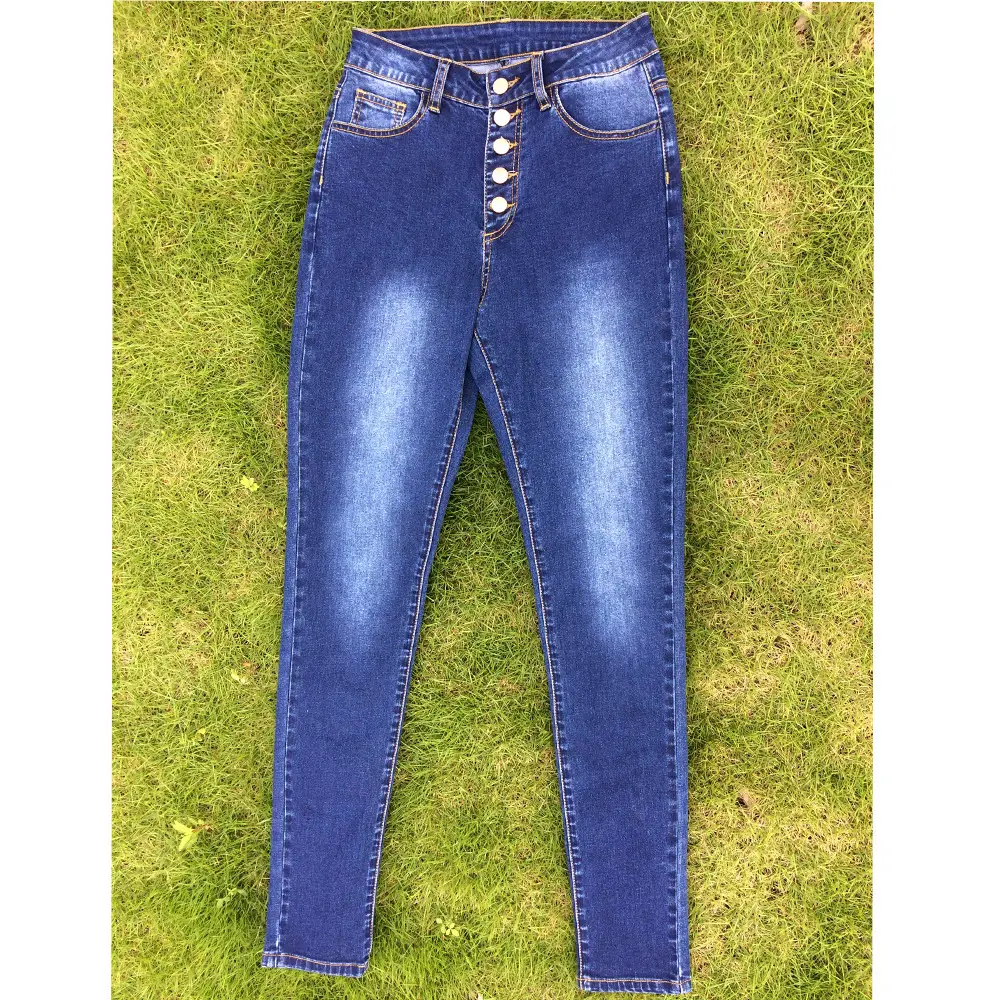 Women Tight Black High Waist Denim Trousers Set — feature 7